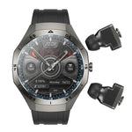 F38 Dual-ear Bluetooth Earphone Smart Watch IP67 Supports Heart Rate Monitoring, Silicone, Leather, Steel