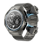 F38 Dual-ear Bluetooth Earphone Smart Watch IP67 Supports Heart Rate Monitoring, Silicone, Leather, Steel