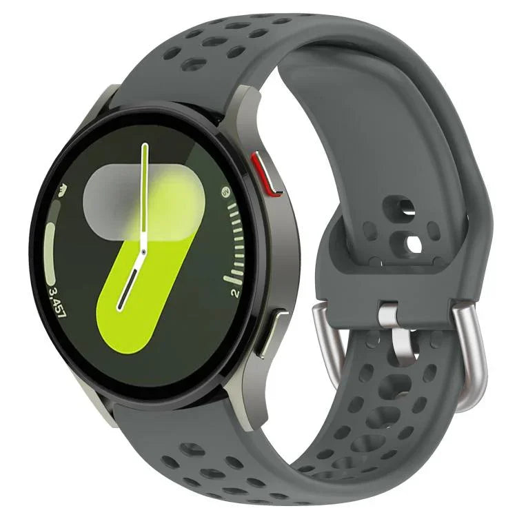 xDfind Silver Buckle Silicone Sport Watch Band, For Samsung Galaxy Watch 7 / 6 / 5 / FE