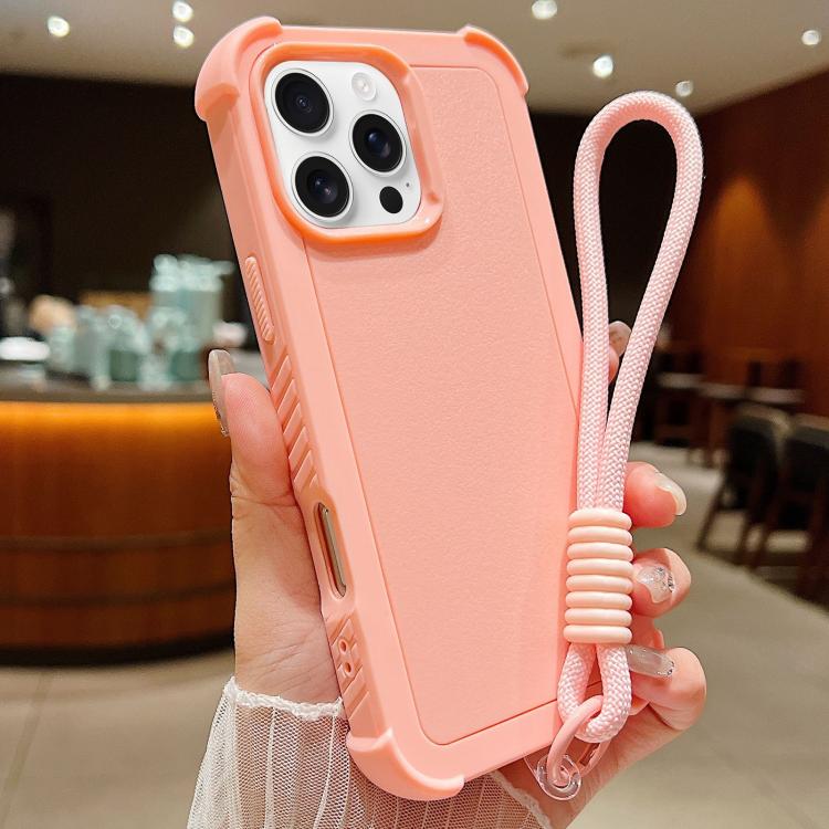 Solid Color TPU Hybrid PC Shockproof Phone Case with Wrist Strap, For iPhone 16 Pro Max, For iPhone 16 Pro, For iPhone 16 Plus, For iPhone 16, For iPhone 15 Pro Max, For iPhone 15 Pro, For iPhone 15 Plus, For iPhone 15