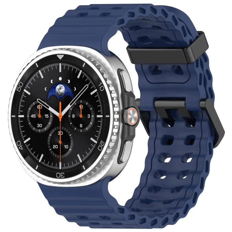 xDfind Black Buckle Ocean Solid Color Dual-row Hole Silicone Watch Band, For Samsung Galaxy Watch8 / 8 Classic