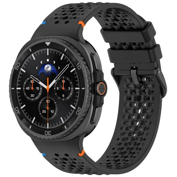 xDfind Alloy Black Buckle Honeycomb Breathable Silicone Watch Band, For Samsung Galaxy Watch8 / Watch8 Classic