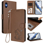 Embossed Heart Cat Leather Phone Case with Hand Strap, For iPhone XR, For iPhone XS Max, For iPhone 7 Plus / 8 Plus