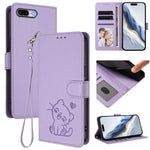 Embossed Heart Cat Leather Phone Case with Hand Strap, For iPhone XR, For iPhone XS Max, For iPhone 7 Plus / 8 Plus