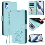 Embossed Heart Cat Leather Phone Case with Hand Strap, For iPhone XR, For iPhone XS Max, For iPhone 7 Plus / 8 Plus