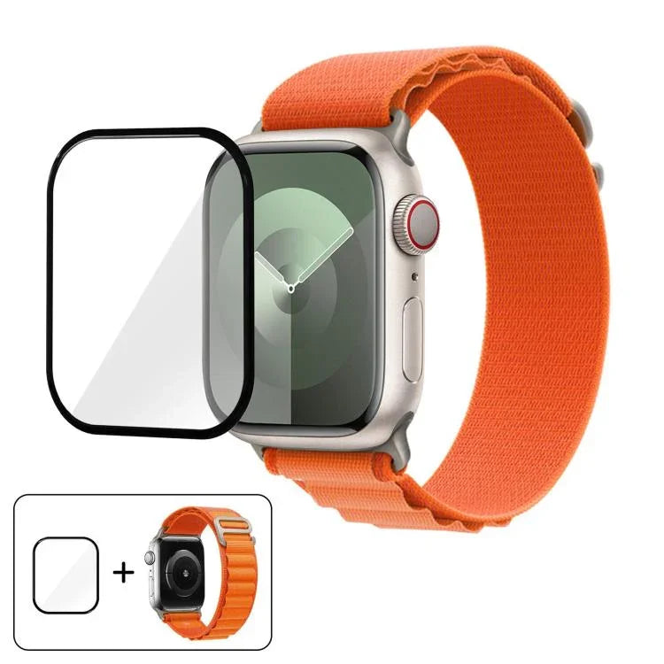Buckle Loop Nylon Watch Band with 3D Curved Film, For Apple Watch Series 10 46mm