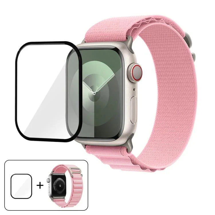 Buckle Loop Nylon Watch Band with 3D Curved Film, For Apple Watch Series 45mm