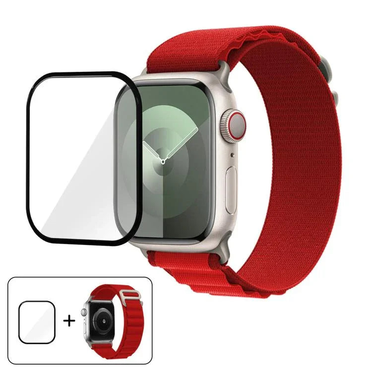 Buckle Loop Nylon Watch Band with 3D Curved Film, For Apple Watch Series 45mm