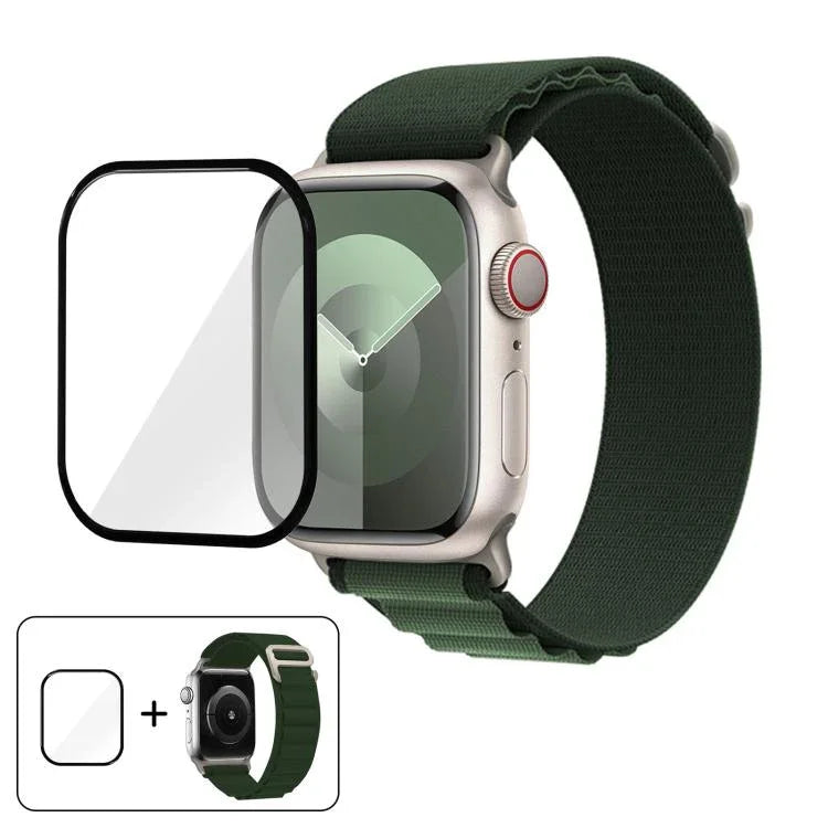 Buckle Loop Nylon Watch Band with 3D Curved Film, For Apple Watch Series 45mm