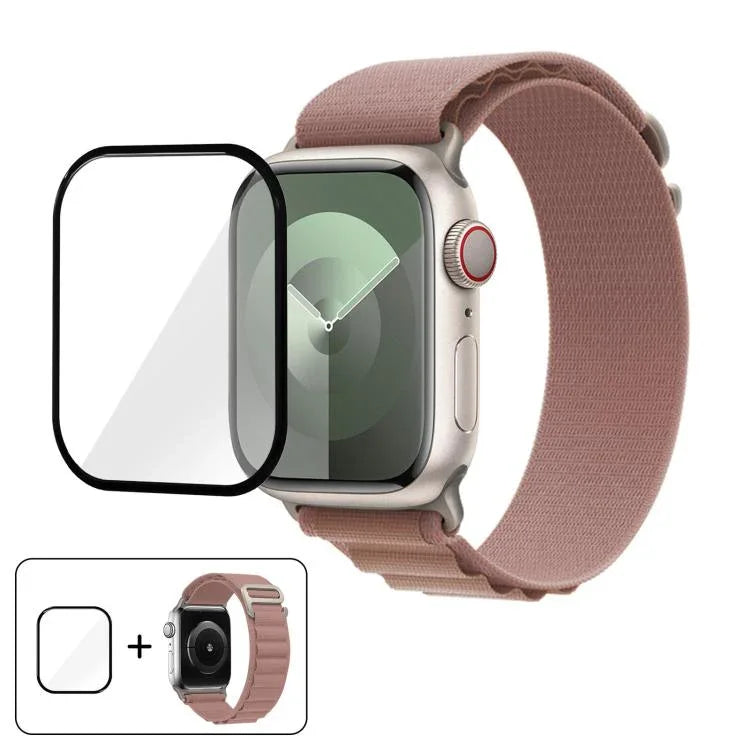 Buckle Loop Nylon Watch Band with 3D Curved Film, For Apple Watch Series 45mm
