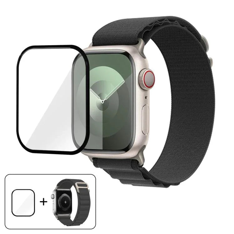Buckle Loop Nylon Watch Band with 3D Curved Film, For Apple Watch Series 45mm