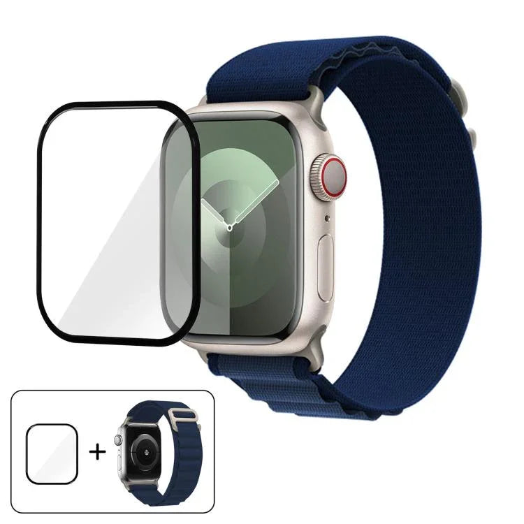 Buckle Loop Nylon Watch Band with 3D Curved Film, For Apple Watch Series 45mm