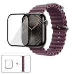 Ocean Silicone Watch Band with 3D Curved Film, For Apple Watch Series 41mm, For Apple Watch Series 38mm, For Apple Watch Series 42mm
