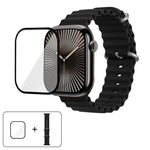 Ocean Silicone Watch Band with 3D Curved Film, For Apple Watch Series 41mm, For Apple Watch Series 38mm, For Apple Watch Series 42mm
