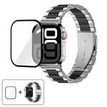 Three Beads Stainless Steel Watch Band with 3D Curved Film, For Apple Watch Series 10 46mm, For Apple Watch Series 10 42mm, For Apple Watch Series 44mm, For Apple Watch Series 40mm