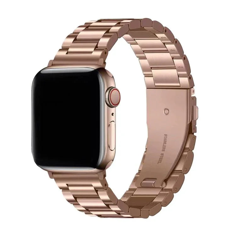 Three Beads Stainless Steel Watch Band with 3D Curved Film, For Apple Watch Ultra 2 / 1 49mm, For Apple Watch Series 45mm, For Apple Watch Series 41mm, For Apple Watch Series 38mm