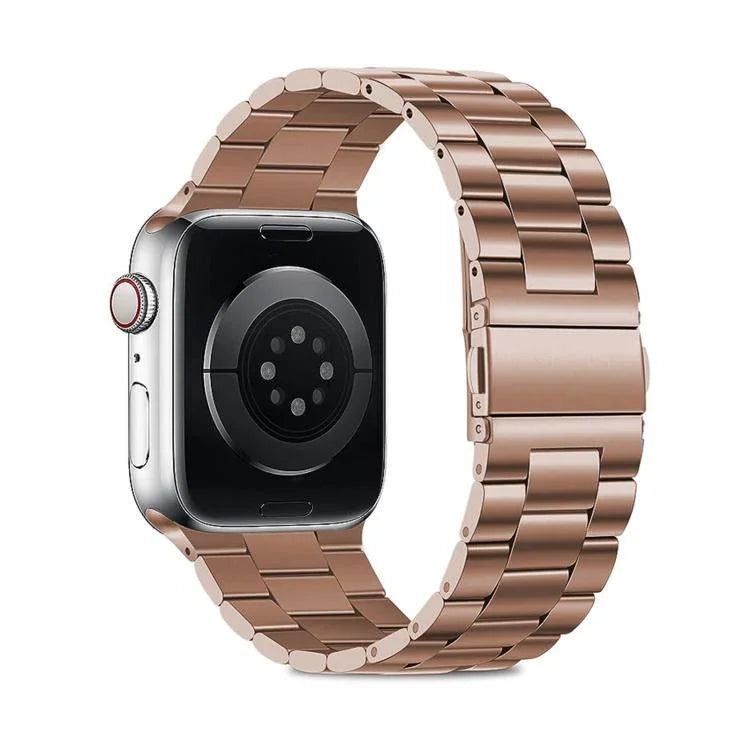 Three Beads Stainless Steel Watch Band with 3D Curved Film, For Apple Watch Ultra 2 / 1 49mm, For Apple Watch Series 45mm, For Apple Watch Series 41mm, For Apple Watch Series 38mm