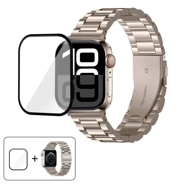 Three Beads Stainless Steel Watch Band with 3D Curved Film, For Apple Watch Series 42mm