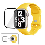 Butterfly Buckle Silicone Watch Band with 3D Curved Film, For Apple Watch Series 41mm, For Apple Watch Series 38mm, For Apple Watch Series 42mm