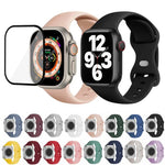 Butterfly Buckle Silicone Watch Band with 3D Curved Film, For Apple Watch Series 41mm, For Apple Watch Series 38mm, For Apple Watch Series 42mm