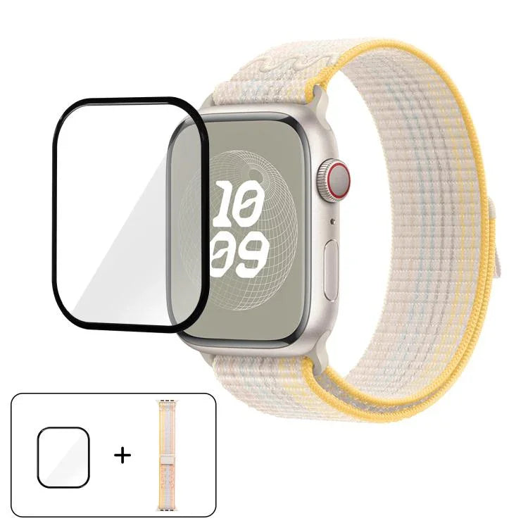 Nylon Loop Watch Band with 3D Curved Film, For Apple Watch Series 40mm, For Apple Watch Ultra 2 / 1 49mm, For Apple Watch Series 45mm