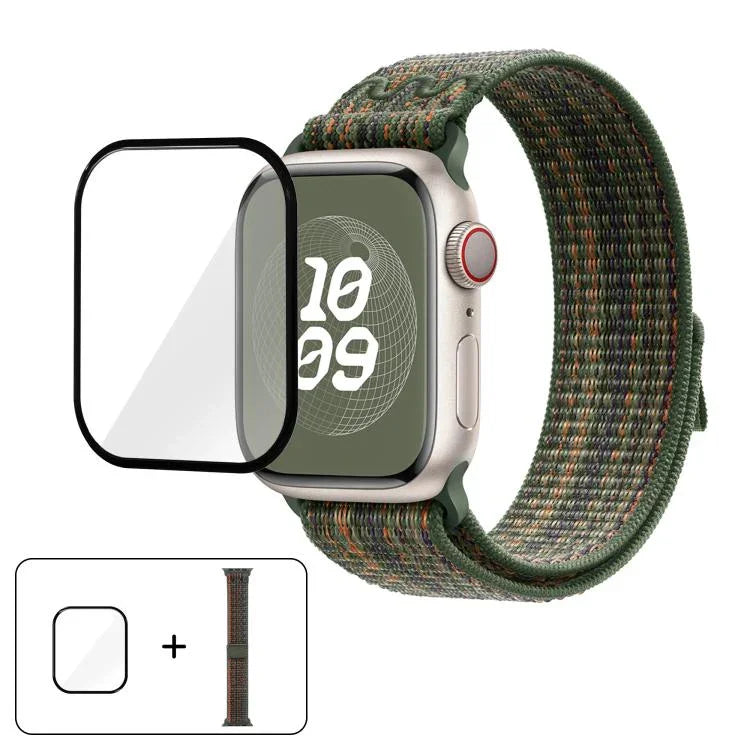Nylon Loop Watch Band with 3D Curved Film, For Apple Watch Series 41mm, For Apple Watch Series 38mm, For Apple Watch Series 42mm