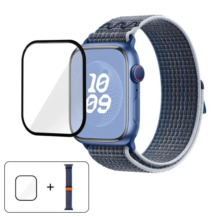 Nylon Loop Watch Band with 3D Curved Film, For Apple Watch Series 41mm, For Apple Watch Series 38mm, For Apple Watch Series 42mm