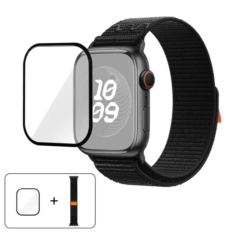 Nylon Loop Watch Band with 3D Curved Film, For Apple Watch Series 41mm, For Apple Watch Series 38mm, For Apple Watch Series 42mm