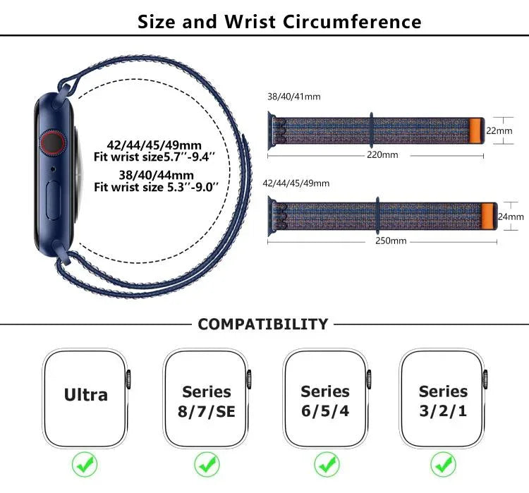 Nylon Loop Watch Band with 3D Curved Film, For Apple Watch Series 10 46mm, For Apple Watch Series 10 42mm, For Apple Watch Series 44mm