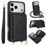 Crossbody Zipper RFID Card Bag Phone Case, For iPhone 17 Pro Max, For iPhone 17 Pro, For iPhone Air, For iPhone 15 Pro Max, For iPhone 15 Pro, For iPhone 15 Plus / 14 Plus