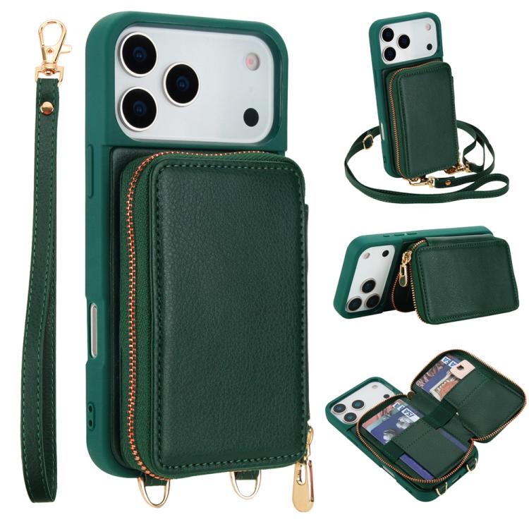 Crossbody Zipper RFID Card Bag Phone Case, For iPhone 17 Pro Max, For iPhone 17 Pro, For iPhone Air, For iPhone 15 Pro Max, For iPhone 15 Pro, For iPhone 15 Plus / 14 Plus