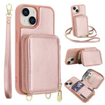 Crossbody Zipper RFID Card Bag Phone Case, For iPhone 17 Pro Max, For iPhone 17 Pro, For iPhone Air, For iPhone 15 Pro Max, For iPhone 15 Pro, For iPhone 15 Plus / 14 Plus