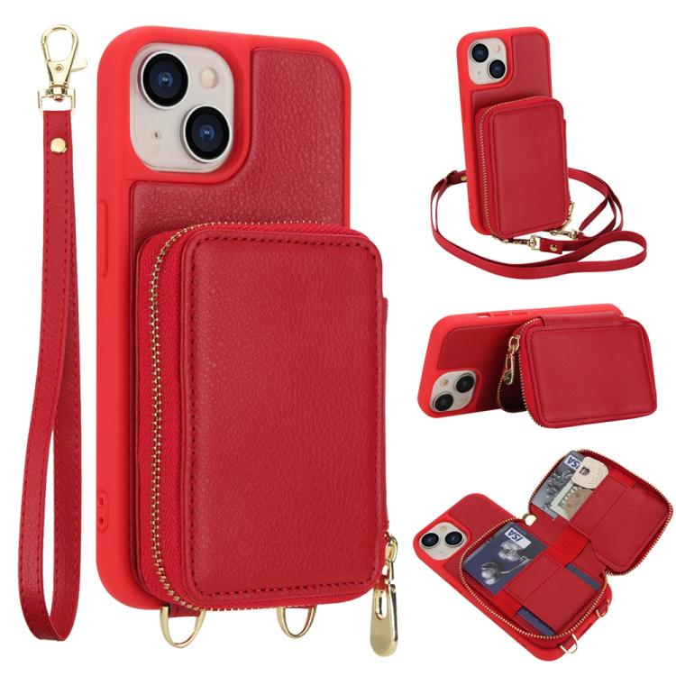 Crossbody Zipper RFID Card Bag Phone Case, For iPhone 15, For iPhone 14 / 13, For iPhone 14 Pro, For iPhone 14 Pro Max, For iPhone 13 Pro Max, For iPhone 13 Pro