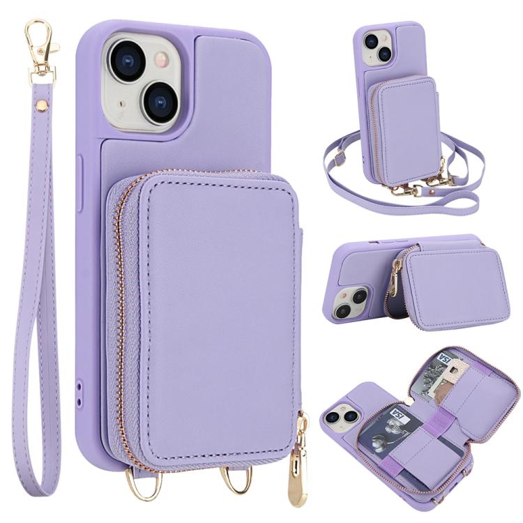 Crossbody Zipper RFID Card Bag Phone Case, For iPhone 15, For iPhone 14 / 13, For iPhone 14 Pro, For iPhone 14 Pro Max, For iPhone 13 Pro Max, For iPhone 13 Pro