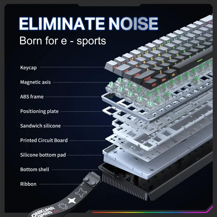 ONIKUMA G69 68 Keys RGB Lighting Wired Magnetic Axis Keyboard