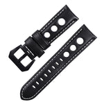 xDfind Three-hole Breathable Genuine Leather Watch Band, 20mm, 22mm, 24mm