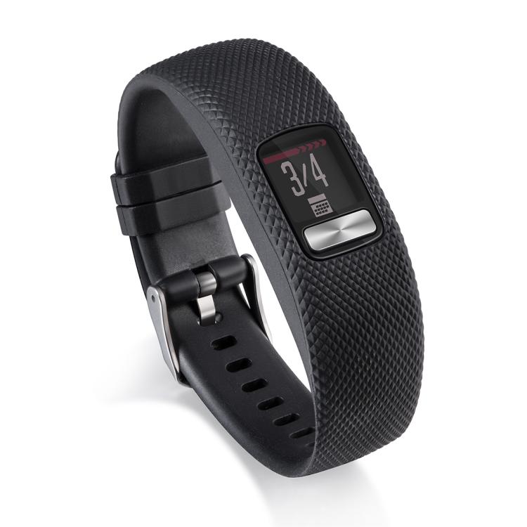 For Garmin Vivofit 4 xDfind Silver Buckle Silicone Sport Watch Band, S, L