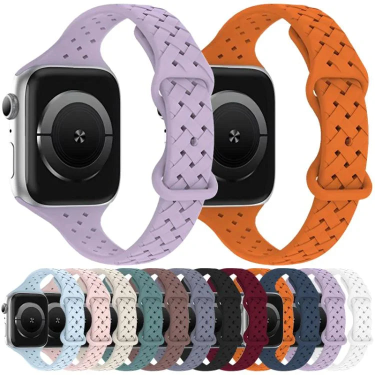 xDfind Butterfly Buckle Braid Silicone Watch Band, For Apple Watch 42 / 44 / 45 / 46 / 49mm, For Apple Watch 38 / 40 / 41 / S10 42mm