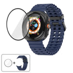 Marine Double Buckle Silicone Watch Band with 3D Curved Film, For Samsung Galaxy Watch Ultra 2025, For Samsung Galaxy Watch Ultra 47mm