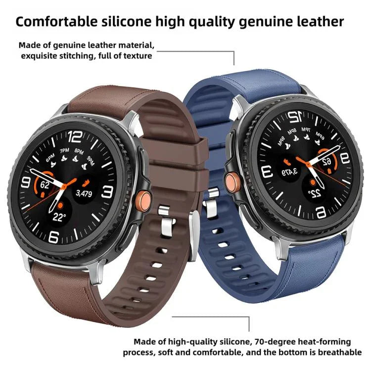 Silicone Leather Skin Watch Band with 3D Curved Film, For Samsung Galaxy Watch8 Classic 46mm, For Samsung Galaxy Watch8 44mm, For Samsung Galaxy Watch8 40mm