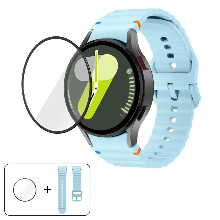 Wave Stitching Silicone Watch Band with 3D Curved Film, For Samsung Galaxy Watch FE 40mm, For Samsung Galaxy Watch7 44mm, For Samsung Galaxy Watch7 40mm, For Samsung Galaxy Watch6 Classic 47mm