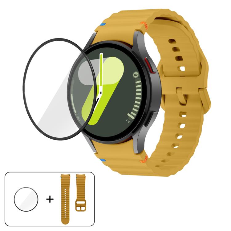 Wave Stitching Silicone Watch Band with 3D Curved Film, For Samsung Galaxy Watch FE 40mm, For Samsung Galaxy Watch7 44mm, For Samsung Galaxy Watch7 40mm, For Samsung Galaxy Watch6 Classic 47mm