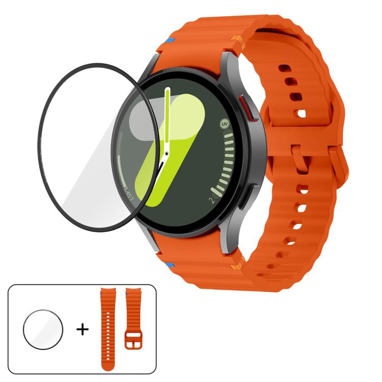 Wave Stitching Silicone Watch Band with 3D Curved Film, For Samsung Galaxy Watch5 Pro 45mm, For Samsung Galaxy Watch5 40mm, For Samsung Galaxy Watch4 44mm, For Samsung Galaxy Watch4 40mm