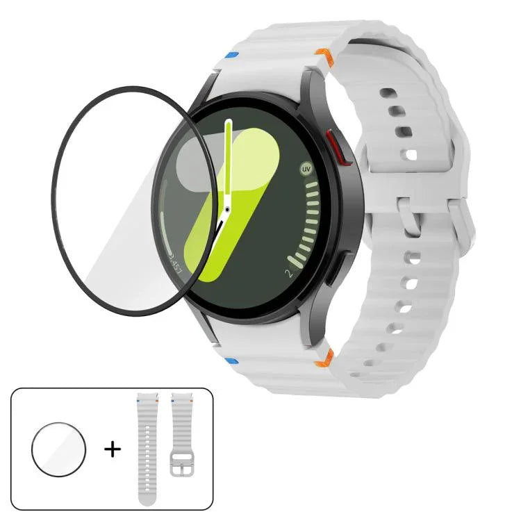 Wave Stitching Silicone Watch Band with 3D Curved Film, For Samsung Galaxy Watch4 Active 40mm, For Samsung Galaxy Watch4 Active 44mm