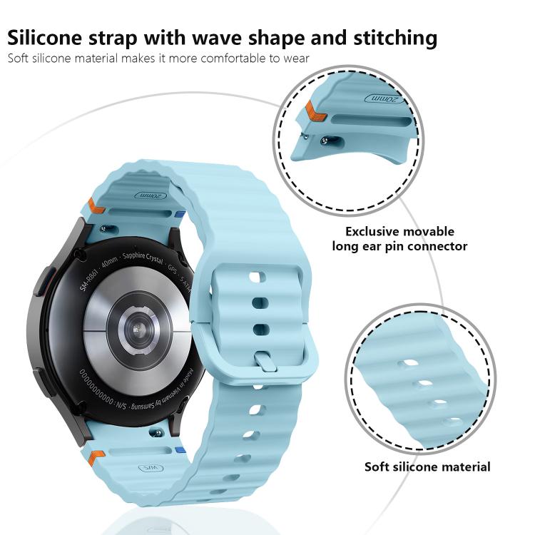 Wave Stitching Silicone Watch Band with 3D Curved Film, For Samsung Galaxy Watch6 44mm, For Samsung Galaxy Watch6 40mm, For Samsung Galaxy Watch6 Classic 43mm, For Samsung Galaxy Watch5 44mm