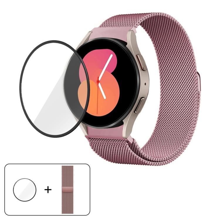 Milanese Magnetic Stainless Steel Watch Band with 3D Curved Film, For Samsung Galaxy Watch4 Classic 46mm, For Samsung Galaxy Watch4 Classic 42mm, For Samsung Galaxy Watch5 Active 40mm, For Samsung Galaxy Watch5 Active 44mm                              ...
