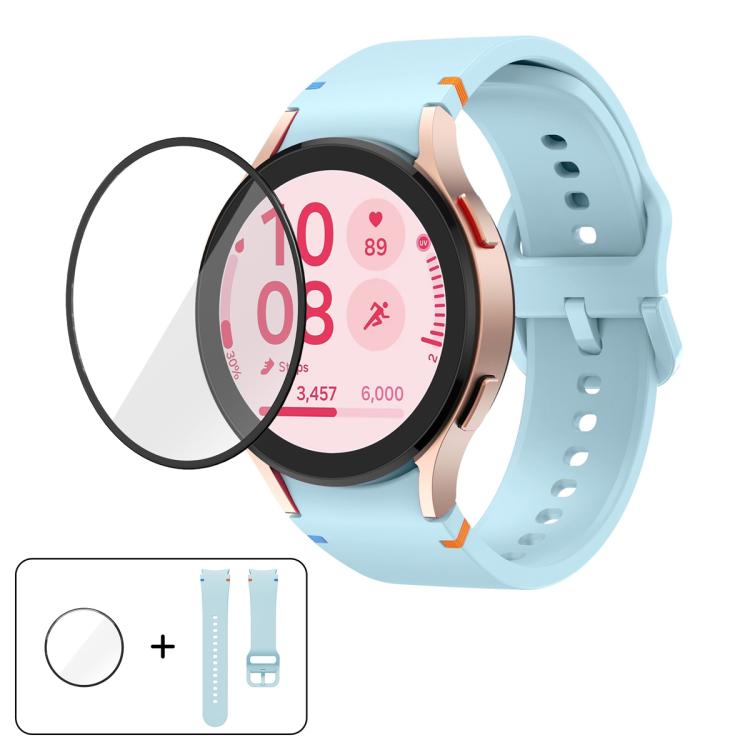Plain Stitching Silicone Watch Band with 3D Curved Film, For Samsung Galaxy Watch FE 40mm, For Samsung Galaxy Watch7 44mm, For Samsung Galaxy Watch7 40mm, For Samsung Galaxy Watch6 Classic 47mm