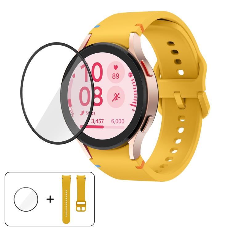 Plain Stitching Silicone Watch Band with 3D Curved Film, For Samsung Galaxy Watch5 Pro 45mm, For Samsung Galaxy Watch5 40mm, For Samsung Galaxy Watch4 44mm, For Samsung Galaxy Watch4 40mm