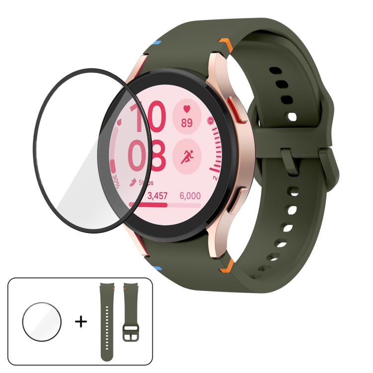 Plain Stitching Silicone Watch Band with 3D Curved Film, For Samsung Galaxy Watch5 Pro 45mm, For Samsung Galaxy Watch5 40mm, For Samsung Galaxy Watch4 44mm, For Samsung Galaxy Watch4 40mm