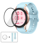 Plain Stitching Silicone Watch Band with 3D Curved Film, For Samsung Galaxy Watch5 Pro 45mm, For Samsung Galaxy Watch5 40mm, For Samsung Galaxy Watch4 44mm, For Samsung Galaxy Watch4 40mm